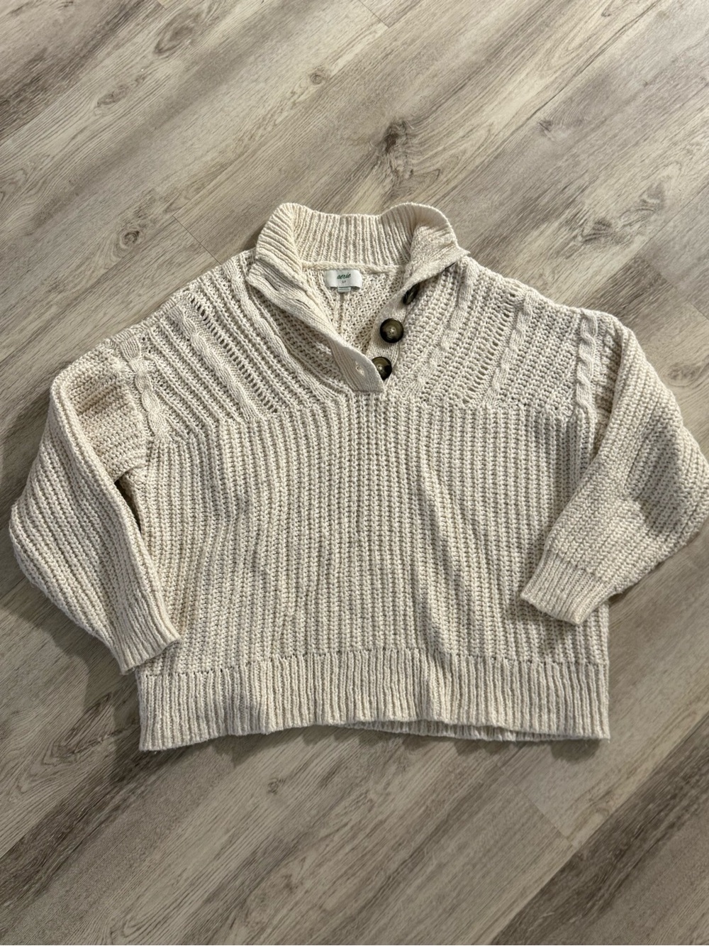 Aerie Collar Knit Sweater - Cream